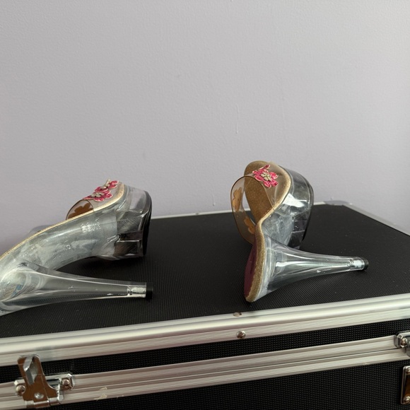 Vintage Victoria secrets two lips stiletto slides size 6 lucite pink sparkle - Picture 9 of 16